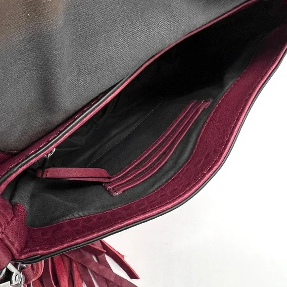 TREASURE AND BOND Leather Crossbody bag Womens Maroon Pebbled Tassel - Picture 12 of 12
